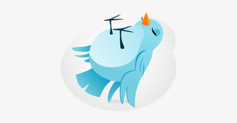 A cartoon depiction of a dead twitter bird on its back.